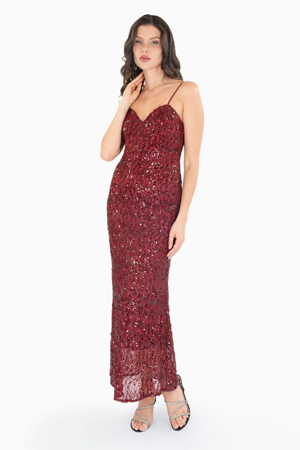 Vestido largo con lentejuelas