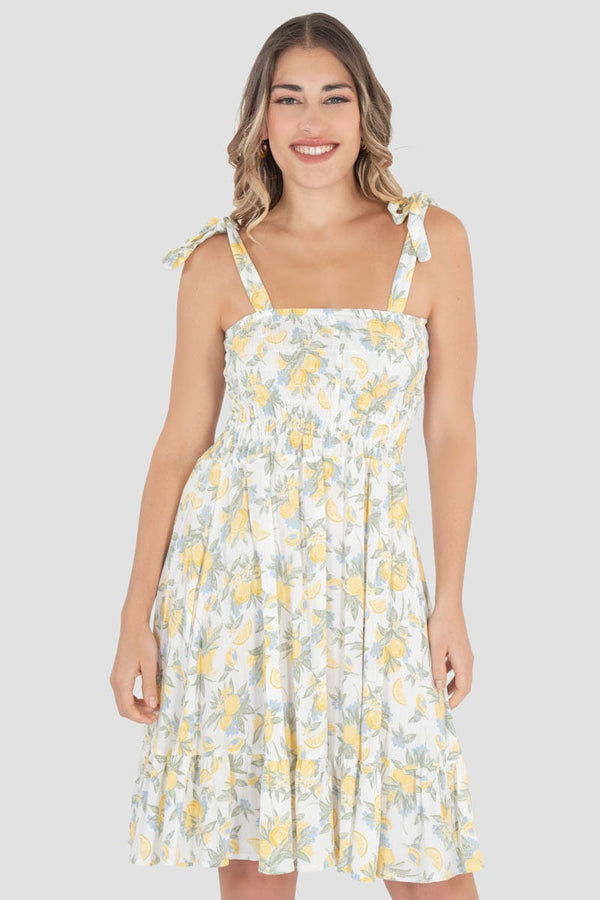 Vestido estampado con amarre en tirantes