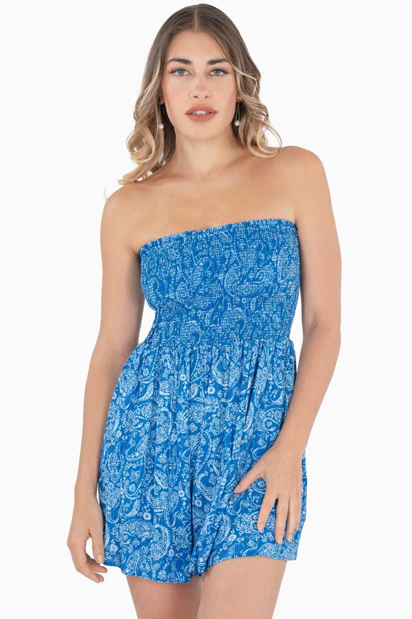 Shortsuit strapless con estampado