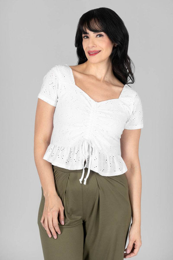 Blusa eyelet manga corta - Santory Ropa (7389959684163)