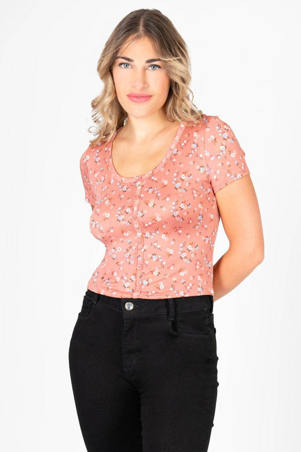 Playera floral con botones - Santory Ropa (7420391456835)