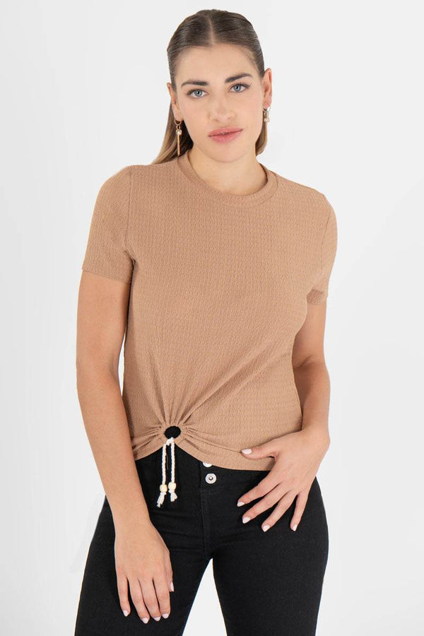 Blusa lisa con nudo - Santory Ropa (7442097569859)