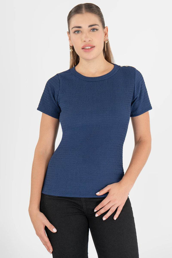 Blusa con botones en hombro - Santory Ropa (7442097471555)