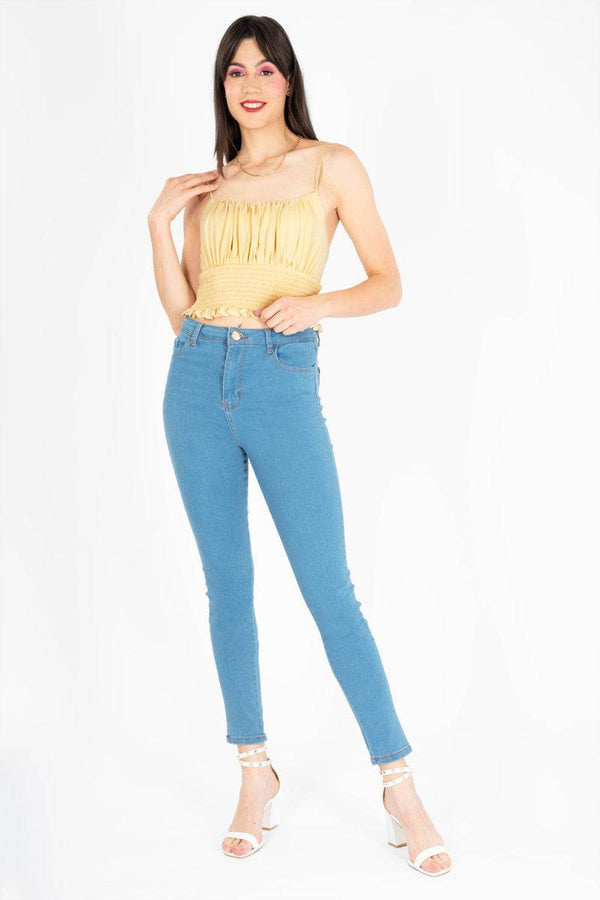 Jeans básicos tiro alto - Santory Ropa (7412022116419)