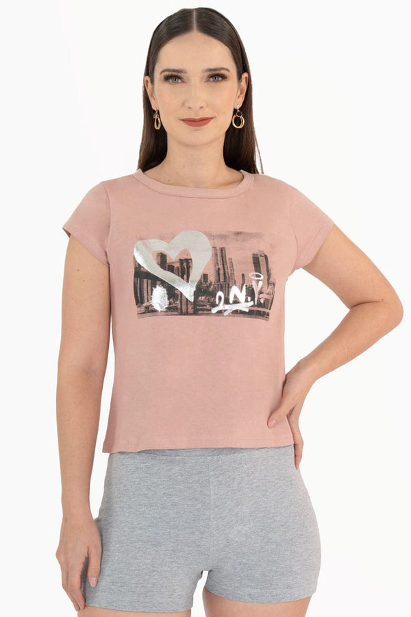 Playera manga corta con estampado de Nueva York