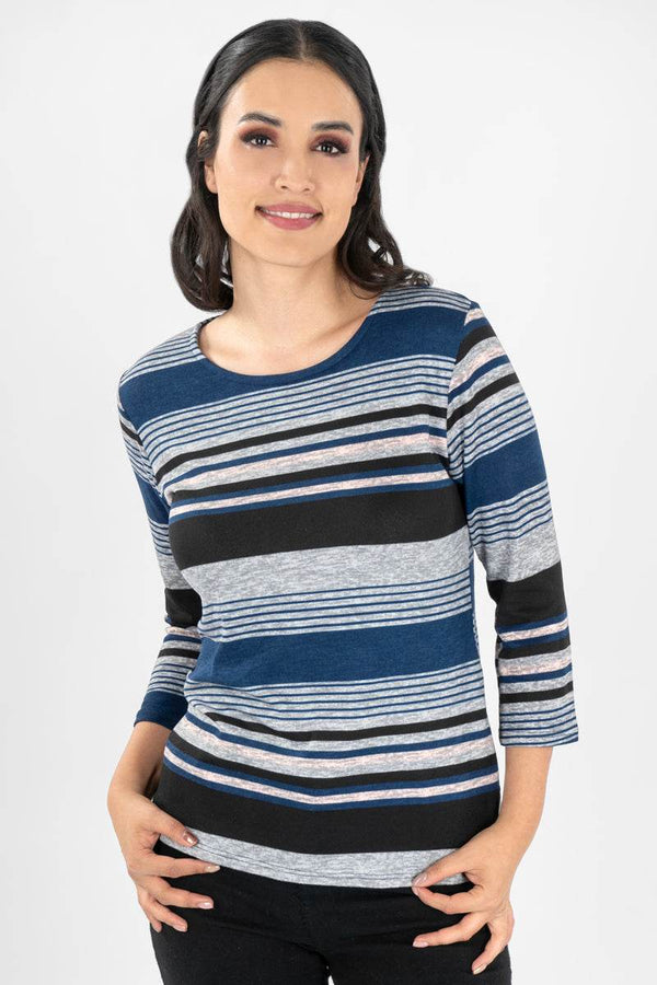 Playera a rayas manga larga - Santory Ropa (6906647674947)
