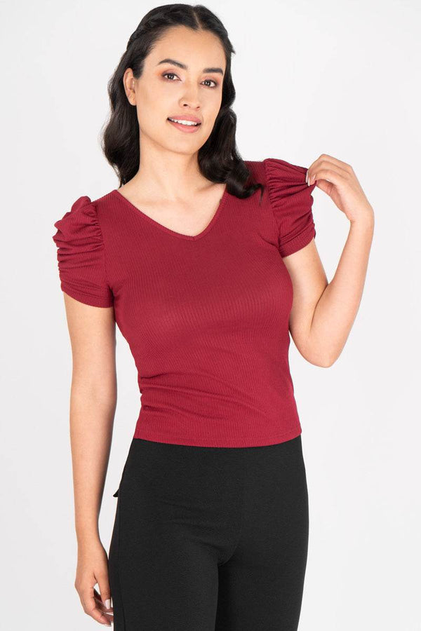 Blusa manga corta con escote v - Santory Ropa (6953913122883)