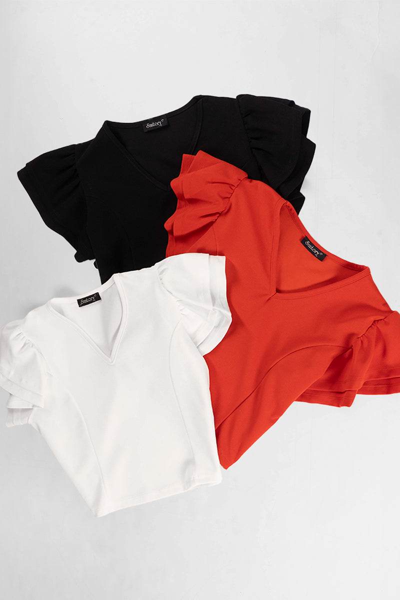 Blusa manga corta con doble olán - Santory Ropa  (7210216292419)