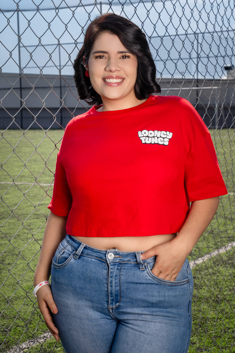 Playera crop oversize mundial