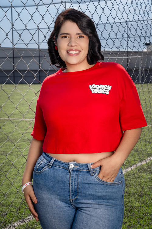 Playera crop oversize mundial