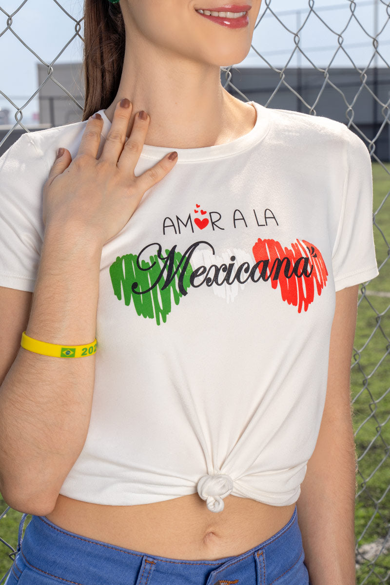 Playera manga corta con amarre en ruedo