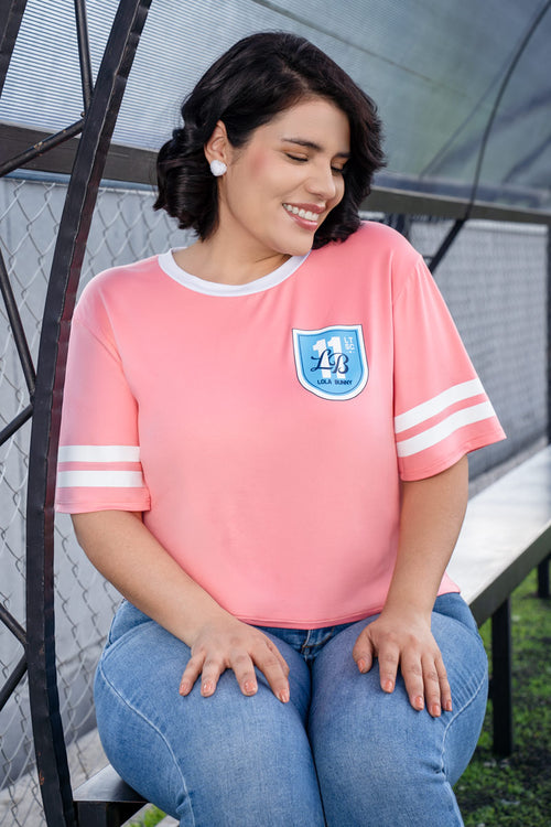 Playera manga corta con estampado mundial