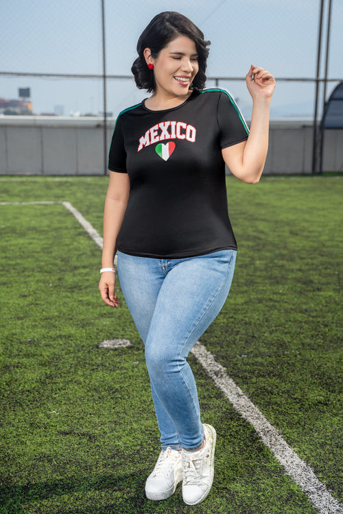 Playera cuello redondo estampado México
