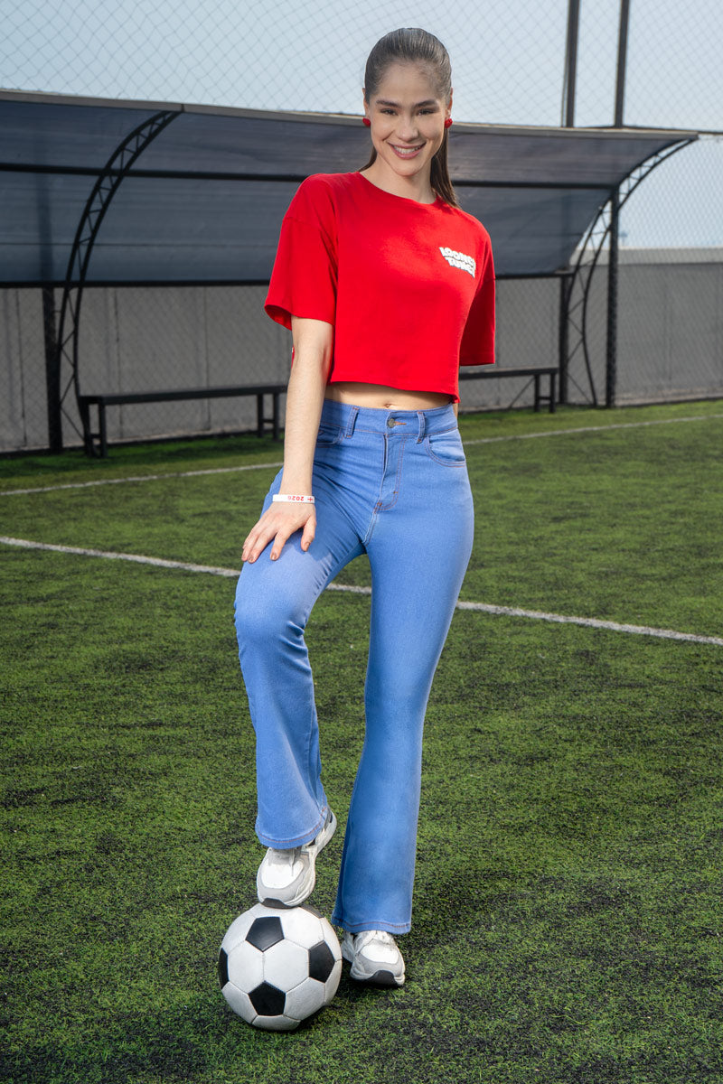 Playera crop oversize mundial