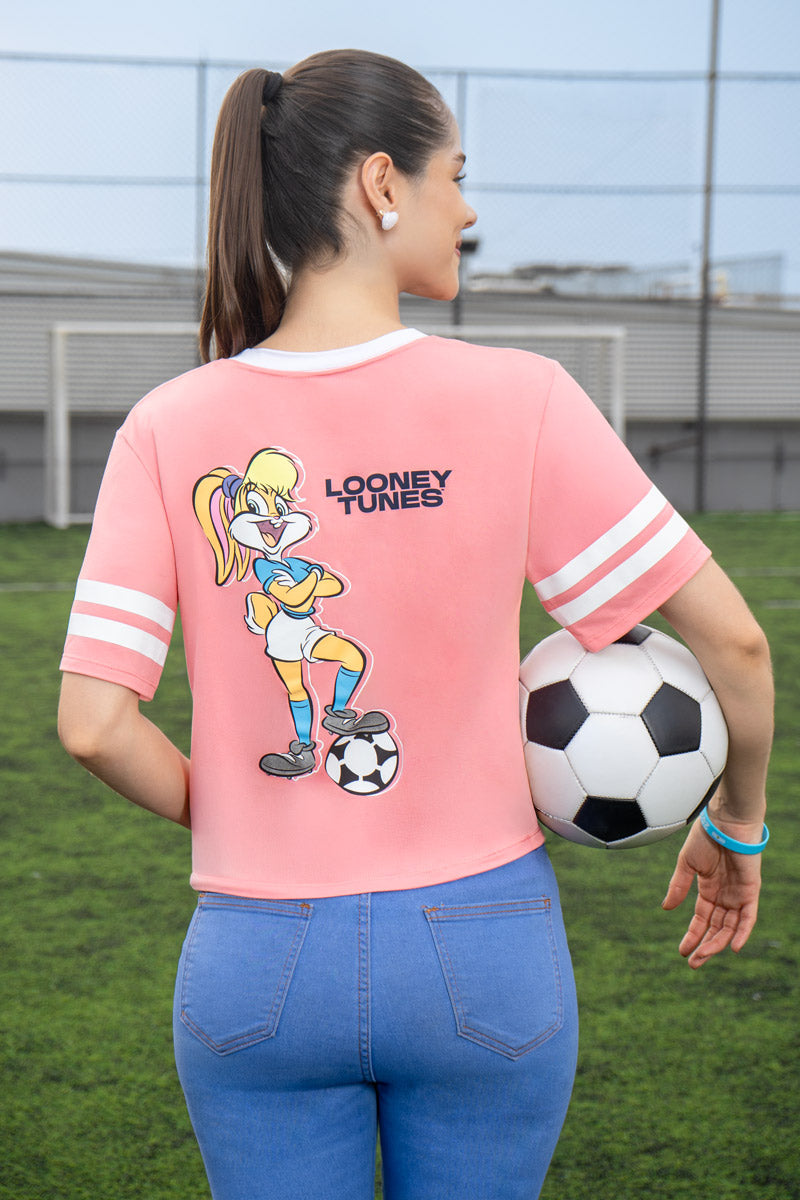 Playera manga corta con estampado mundial