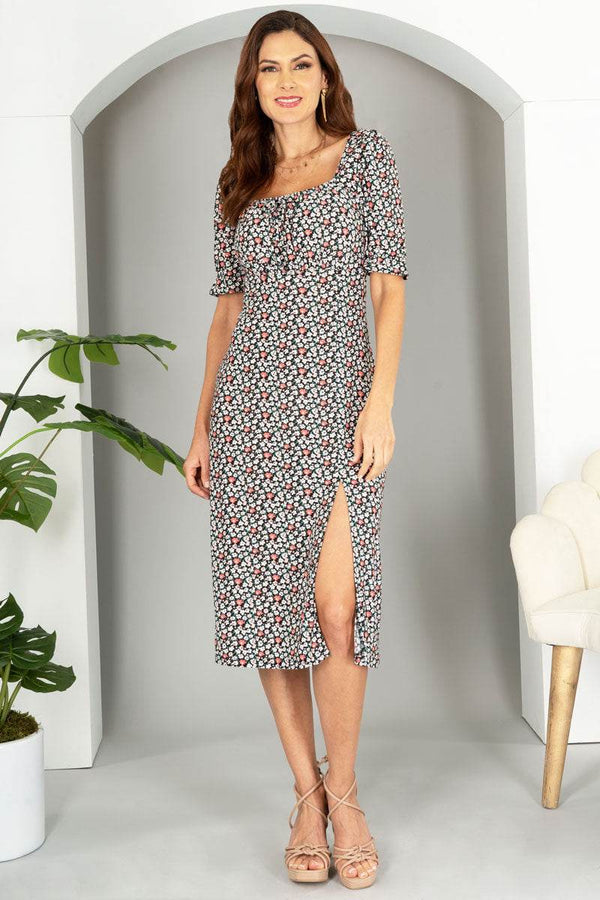 Vestido floral manga corta - Santory Ropa  (7386275807299)