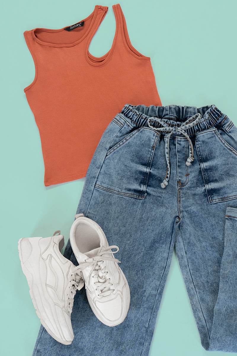 Playera asimétrica lisa - Santory Ropa  (7437317668931) (7435763318851)