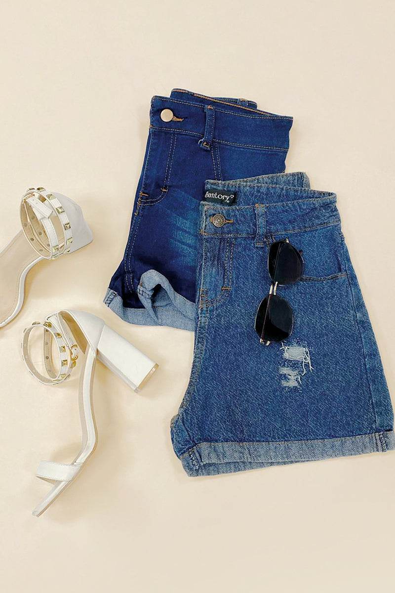 Short tiro medio con destrucción ligera - Santory Ropa  (6802297356355) (6799901884483)