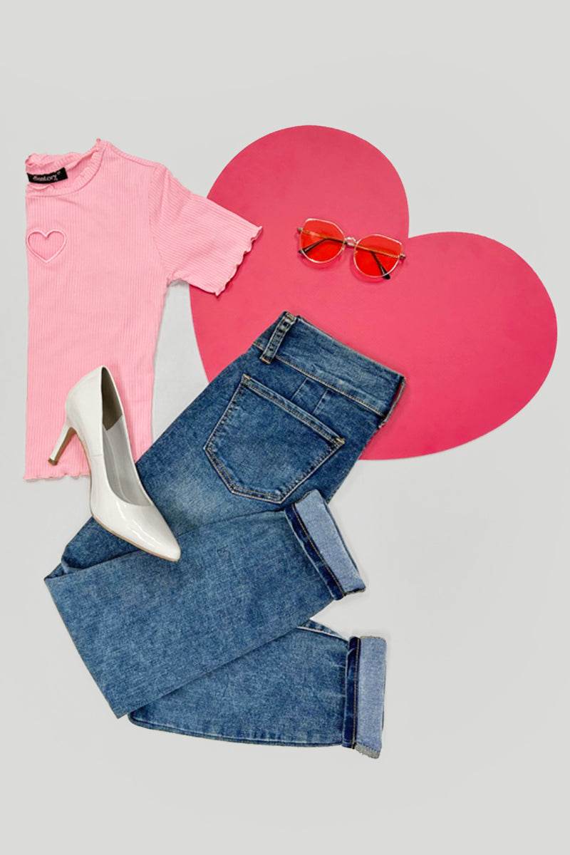 Playera con detalle de corazón - Santory Ropa  (7174665699395) (7319996497987)