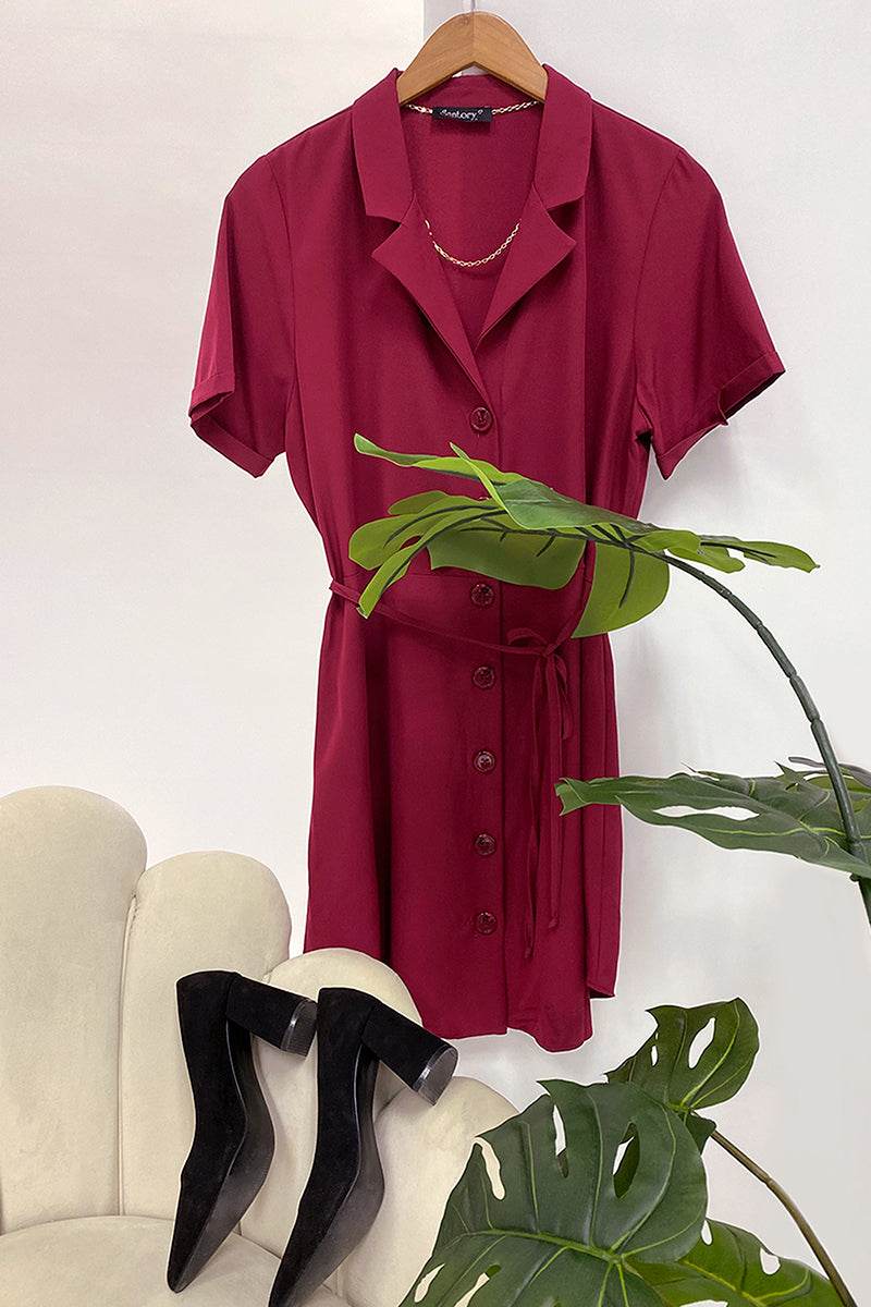 Vestido corto camisero - Santory Ropa  (7334848462915)