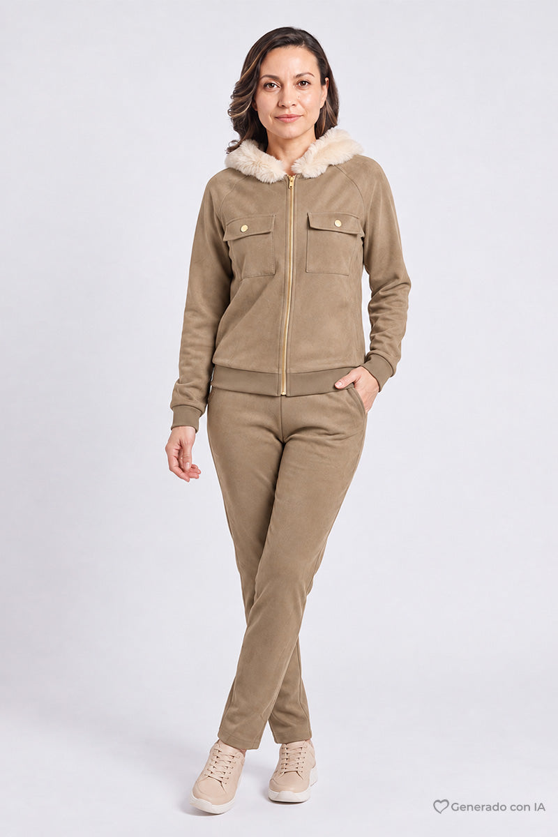 Conjunto chamarra con capucha y pantalón