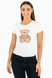 Playera con estampado de oso y manga corta