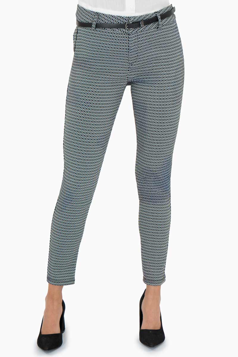 Pantalón skinny estampado con cinturón