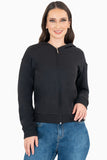 Sudadera lisa con capucha y cierre