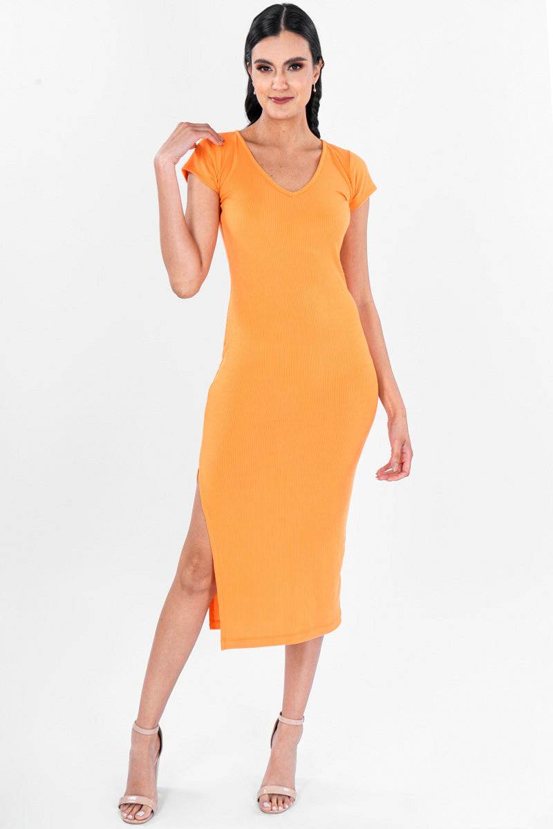 Vestido largo con escote v - Santory Ropa  (7040474185795)