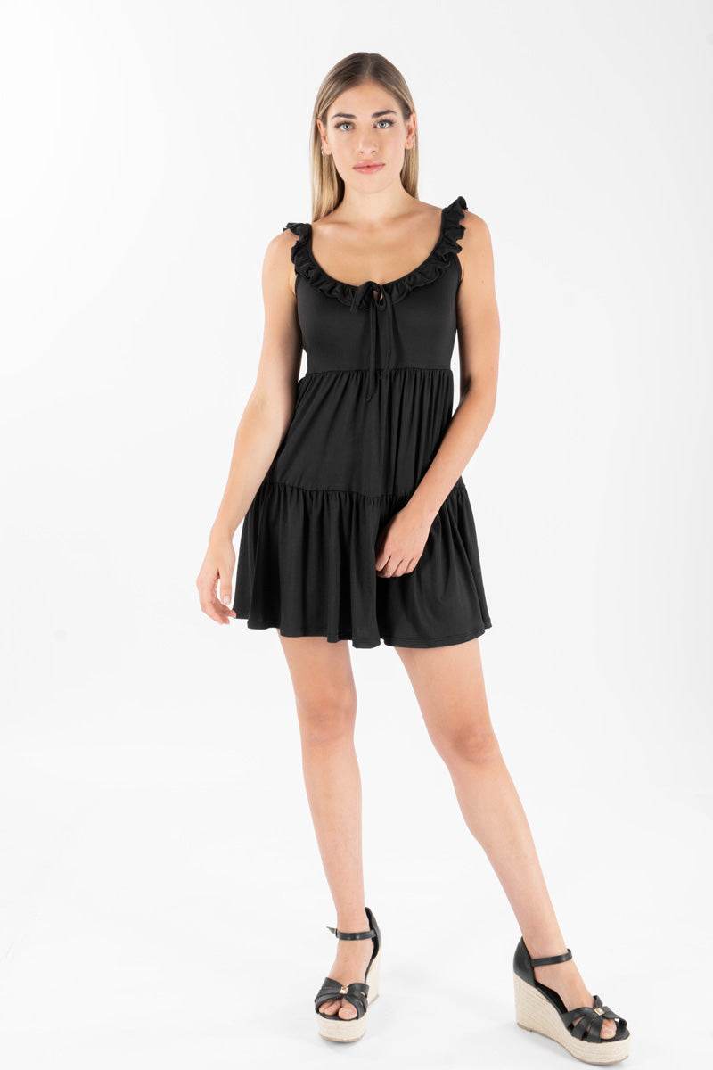 Vestido con olanes y amarre frontal - Santory Ropa  (7141428559939)