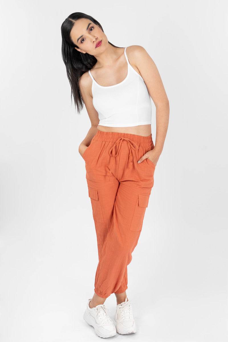 Pantalón con elástico en pretina y tobillos - Santory Ropa  (7211877040195)