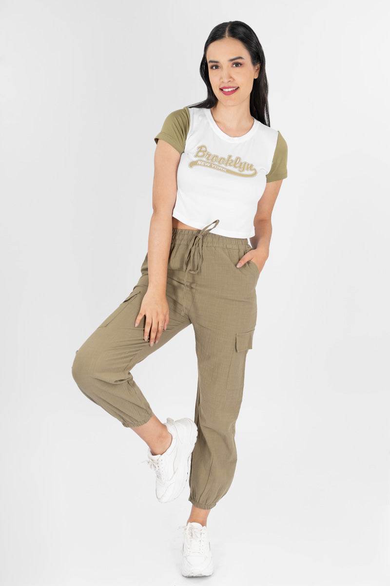 Pantalón con elástico en pretina y tobillos - Santory Ropa  (7211877040195)