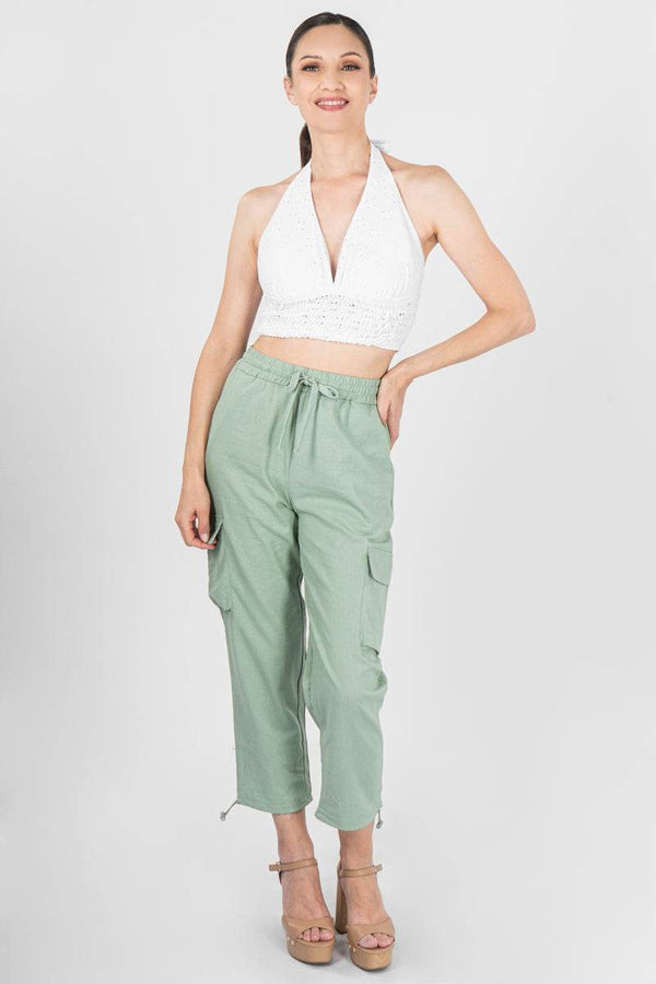 Pantalón recto con bolsas y jareta en tobillo - Santory Ropa  (7040470810691)