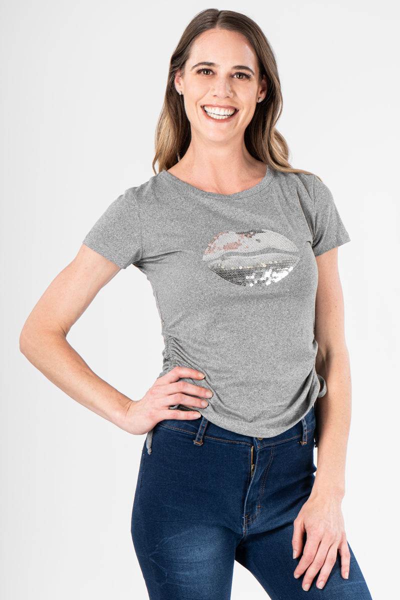 Playera manga corta con jaretas laterales - Santory Ropa  (7102081925187)