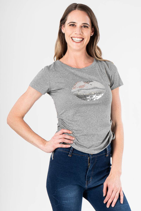 Playera manga corta con jaretas laterales - Santory Ropa  (7102081925187)