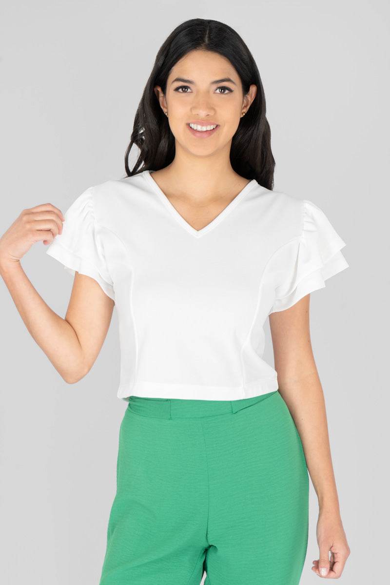 Blusa manga corta con doble olán - Santory Ropa  (7210216292419)