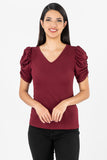 Blusa lisa escote v