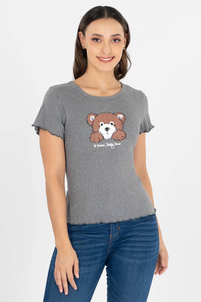 Playera estampada con festón - Santory Ropa  (7307412799555)