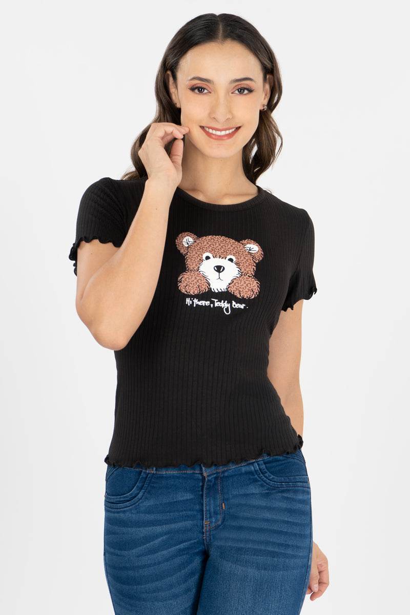 Playera estampada con festón - Santory Ropa  (7307412799555)