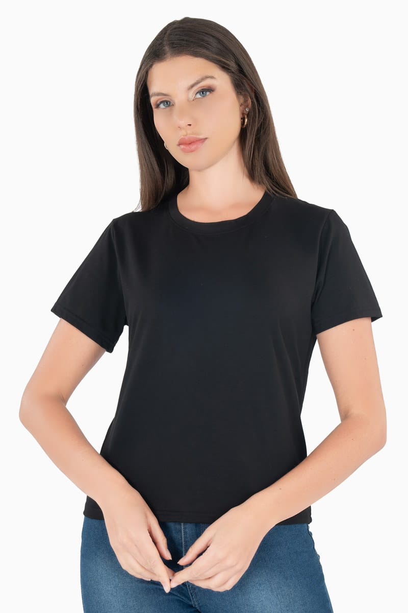 Playera lisa manga corta y escote redondo