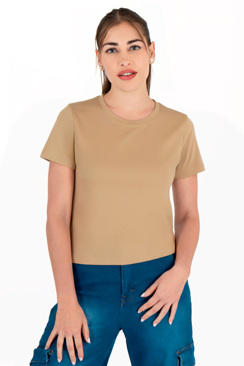 Playera lisa manga corta y escote redondo