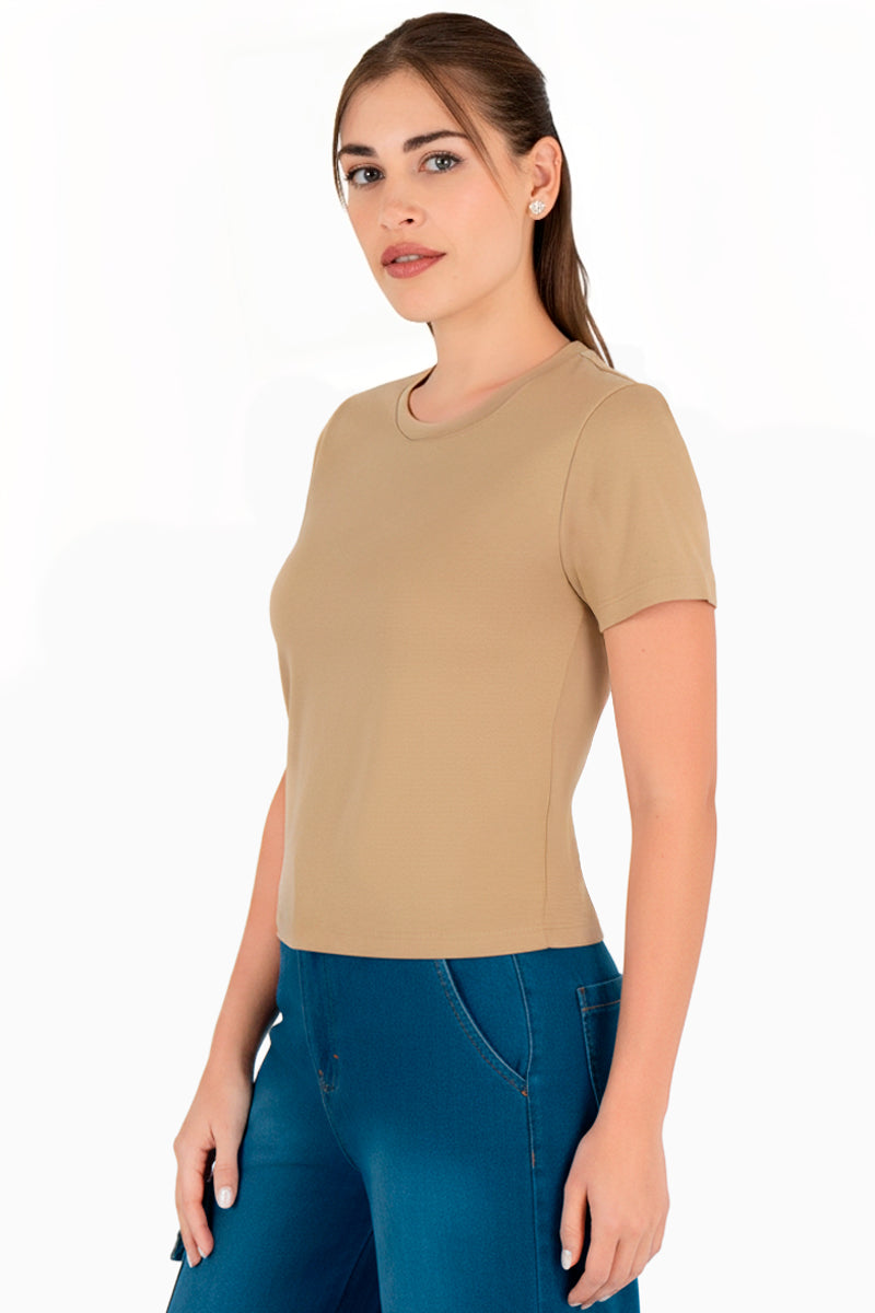 Playera lisa manga corta y escote redondo