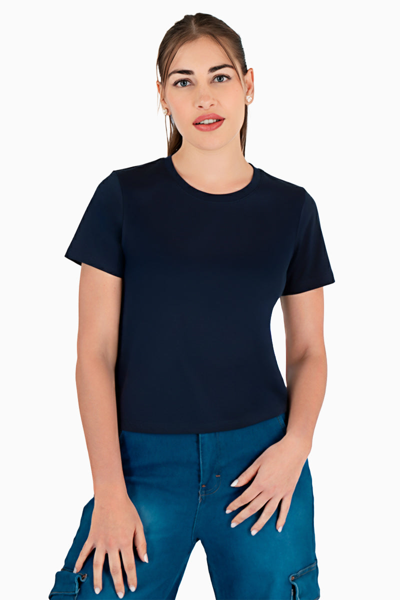 Playera lisa manga corta y escote redondo
