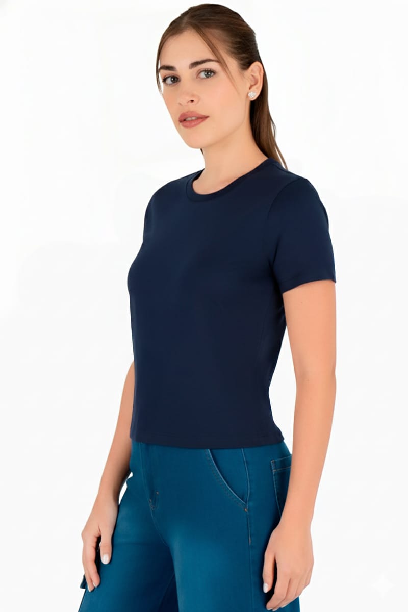 Playera lisa manga corta y escote redondo