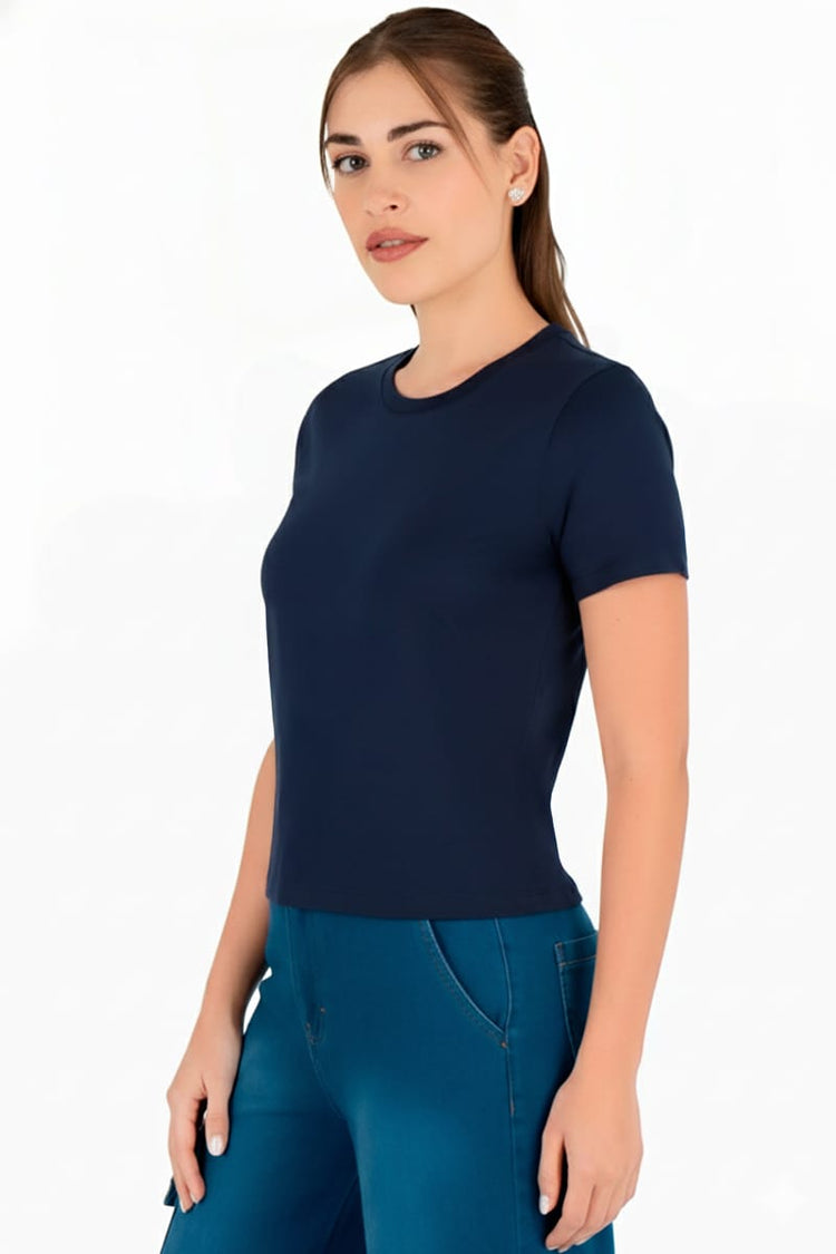 Playera lisa manga corta y escote redondo