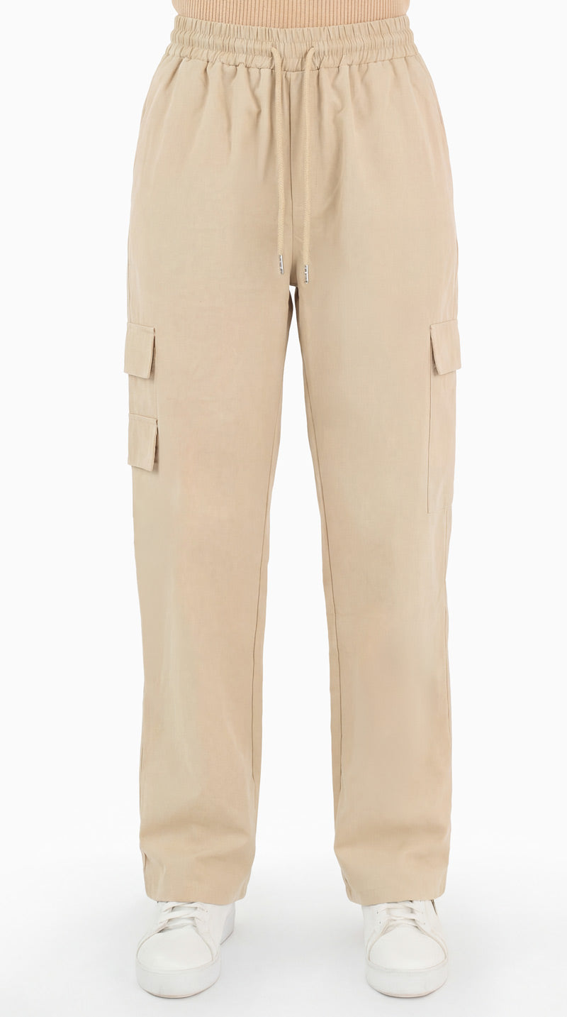 Pantalón con resorte en cintuta y bolsas