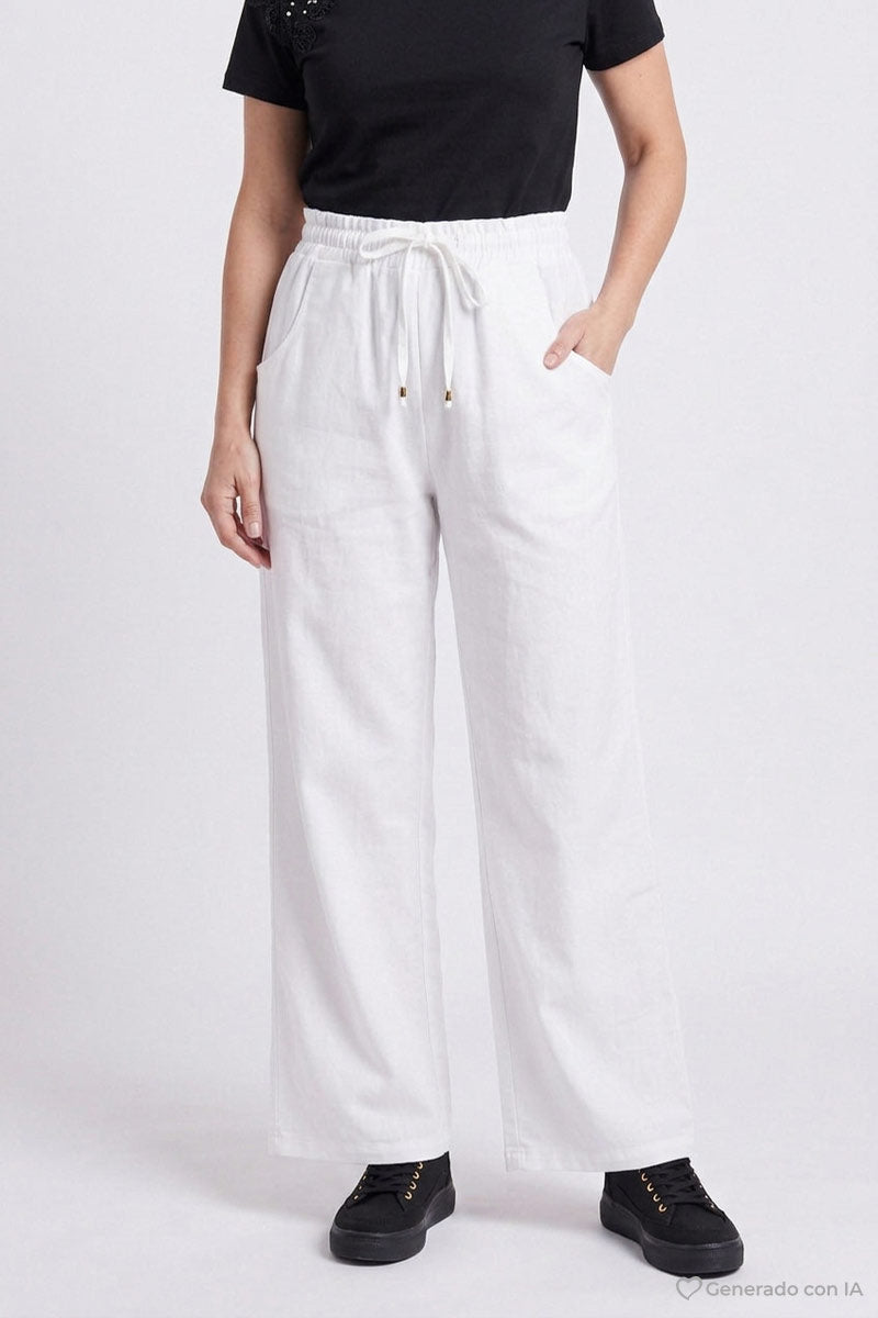 Pantalón ancho con bolsas y jareta
