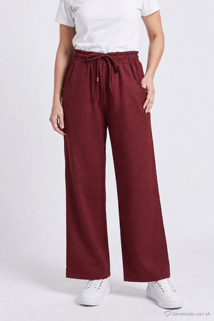 Pantalón ancho con bolsas y jareta