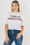 Playera cropped estampada manga corta