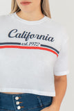 Playera cropped estampada manga corta